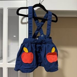 Cat & Jack Navy Blue Overall skirt with Red Apple Accents